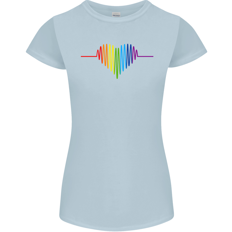 LGBT Gay Pulse Heart Gay Pride Awareness Womens Petite Cut T-Shirt Light Blue