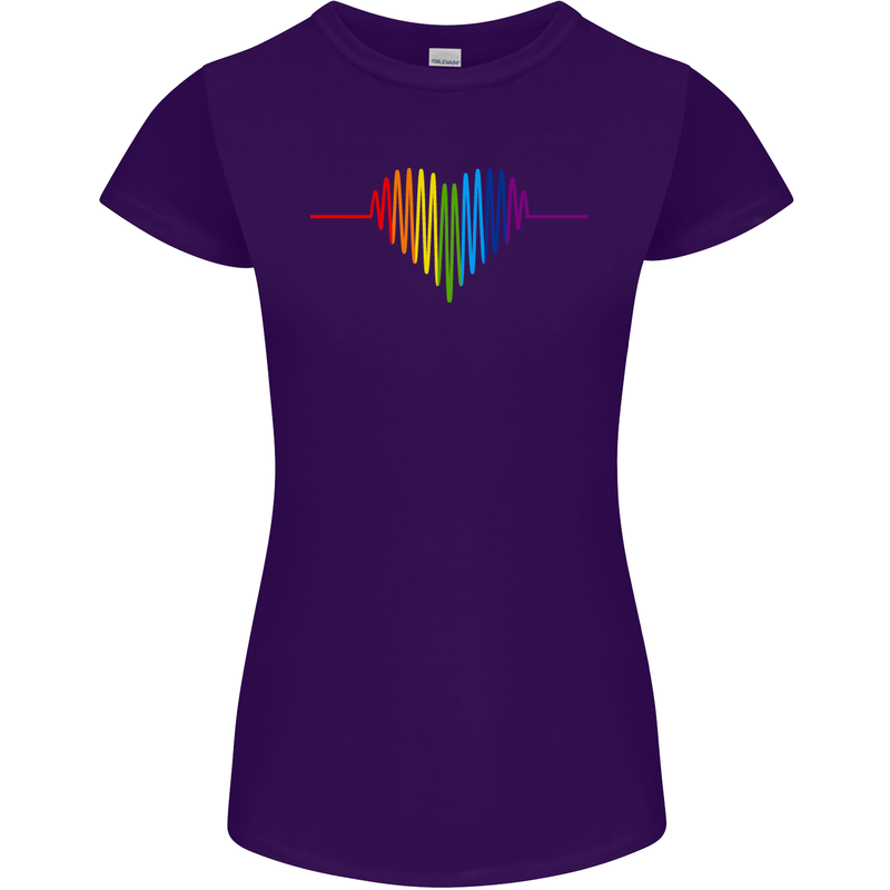 LGBT Gay Pulse Heart Gay Pride Awareness Womens Petite Cut T-Shirt Purple