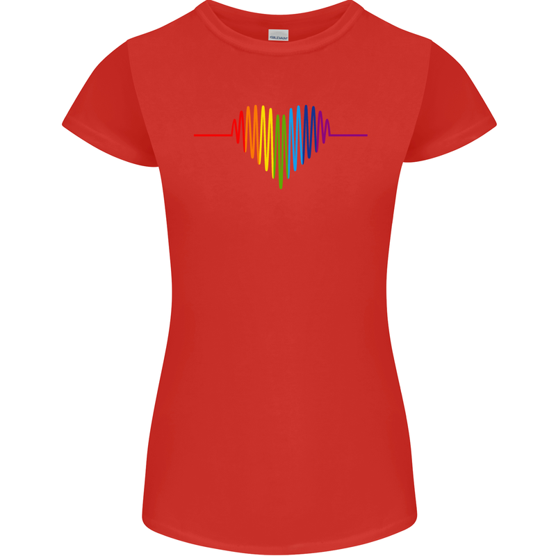 LGBT Gay Pulse Heart Gay Pride Awareness Womens Petite Cut T-Shirt Red