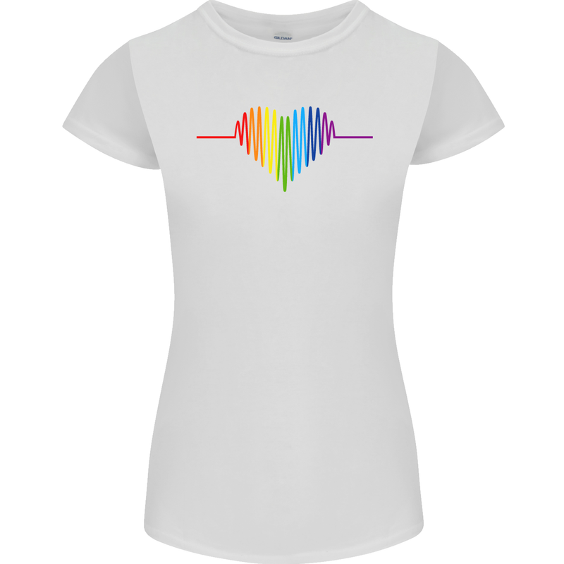 LGBT Gay Pulse Heart Gay Pride Awareness Womens Petite Cut T-Shirt White