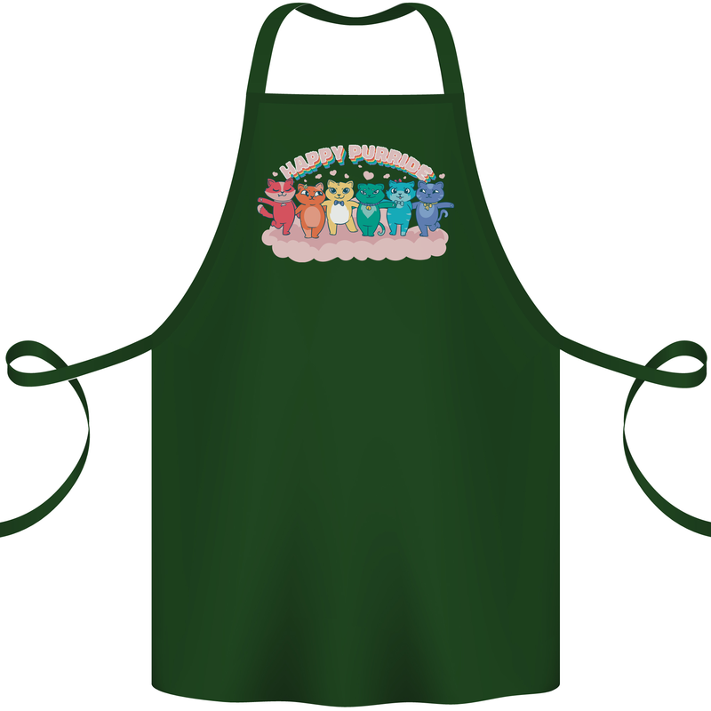 LGBT Happy Purride Funny Gay Cats Cotton Apron 100% Organic Forest Green