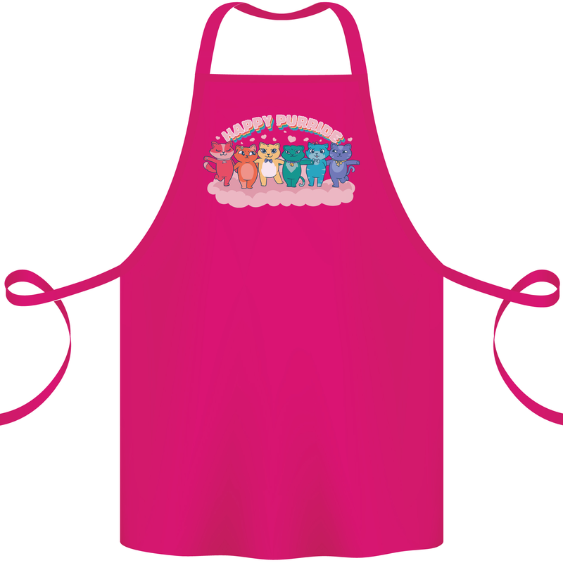 LGBT Happy Purride Funny Gay Cats Cotton Apron 100% Organic Pink