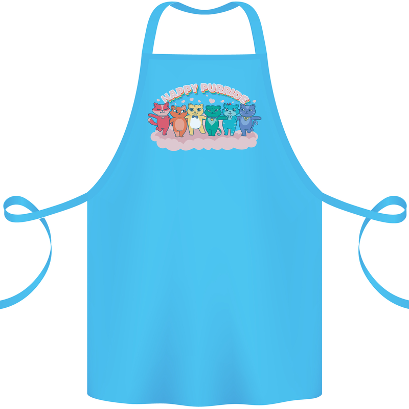 LGBT Happy Purride Funny Gay Cats Cotton Apron 100% Organic Turquoise