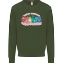 LGBT Happy Purride Funny Gay Cats Kids Sweatshirt Jumper Forest Green