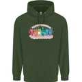 LGBT Happy Purride Funny Gay Cats Mens 80% Cotton Hoodie Forest Green