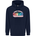 LGBT Happy Purride Funny Gay Cats Mens 80% Cotton Hoodie Navy Blue