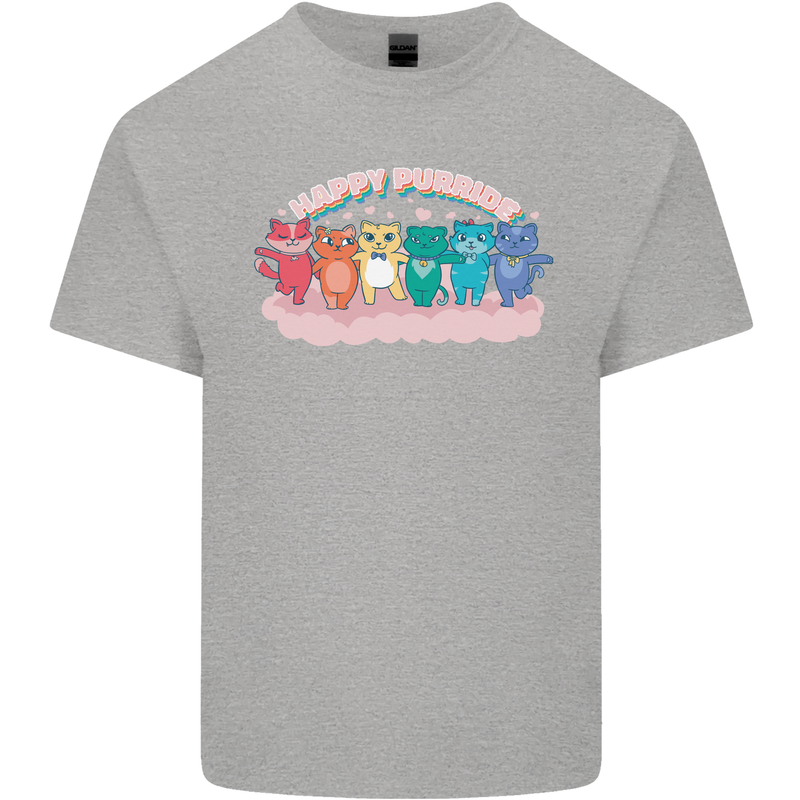 LGBT Happy Purride Funny Gay Cats Mens Cotton T-Shirt Tee Top Sports Grey