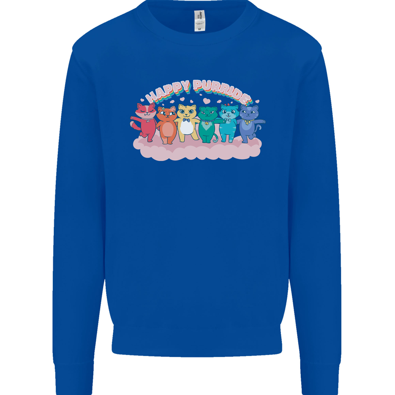 LGBT Happy Purride Funny Gay Cats Mens Sweatshirt Jumper Royal Blue