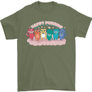 LGBT Happy Purride Funny Gay Cats Mens T-Shirt Cotton Gildan Military Green