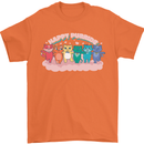 LGBT Happy Purride Funny Gay Cats Mens T-Shirt Cotton Gildan Orange