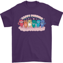 LGBT Happy Purride Funny Gay Cats Mens T-Shirt Cotton Gildan Purple
