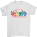 LGBT Happy Purride Funny Gay Cats Mens T-Shirt Cotton Gildan White