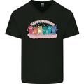 LGBT Happy Purride Funny Gay Cats Mens V-Neck Cotton T-Shirt Black
