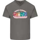 LGBT Happy Purride Funny Gay Cats Mens V-Neck Cotton T-Shirt Charcoal