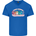 LGBT Happy Purride Funny Gay Cats Mens V-Neck Cotton T-Shirt Royal Blue