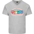 LGBT Happy Purride Funny Gay Cats Mens V-Neck Cotton T-Shirt Sports Grey