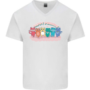 LGBT Happy Purride Funny Gay Cats Mens V-Neck Cotton T-Shirt White