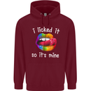 LGBT I Licked it So It's Mine Gay Pride Day Childrens Kids Hoodie Maroon