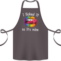 LGBT I Licked it So It's Mine Gay Pride Day Cotton Apron 100% Organic Dark Grey
