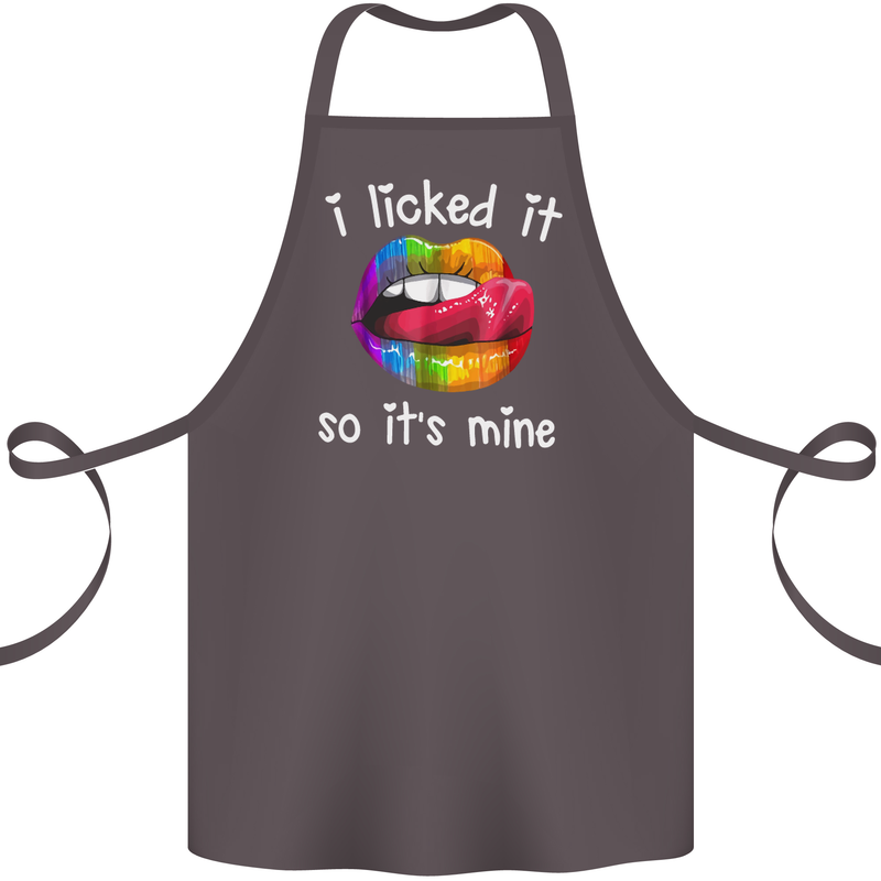 LGBT I Licked it So It's Mine Gay Pride Day Cotton Apron 100% Organic Dark Grey
