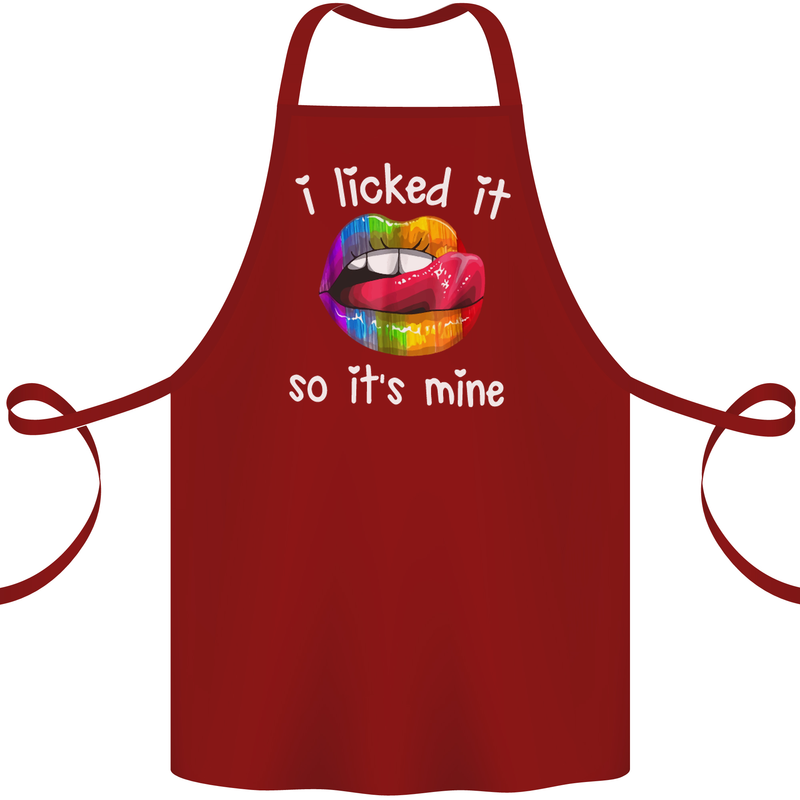 LGBT I Licked it So It's Mine Gay Pride Day Cotton Apron 100% Organic Maroon