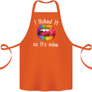 LGBT I Licked it So It's Mine Gay Pride Day Cotton Apron 100% Organic Orange