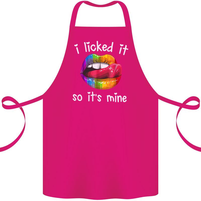 LGBT I Licked it So It's Mine Gay Pride Day Cotton Apron 100% Organic Pink