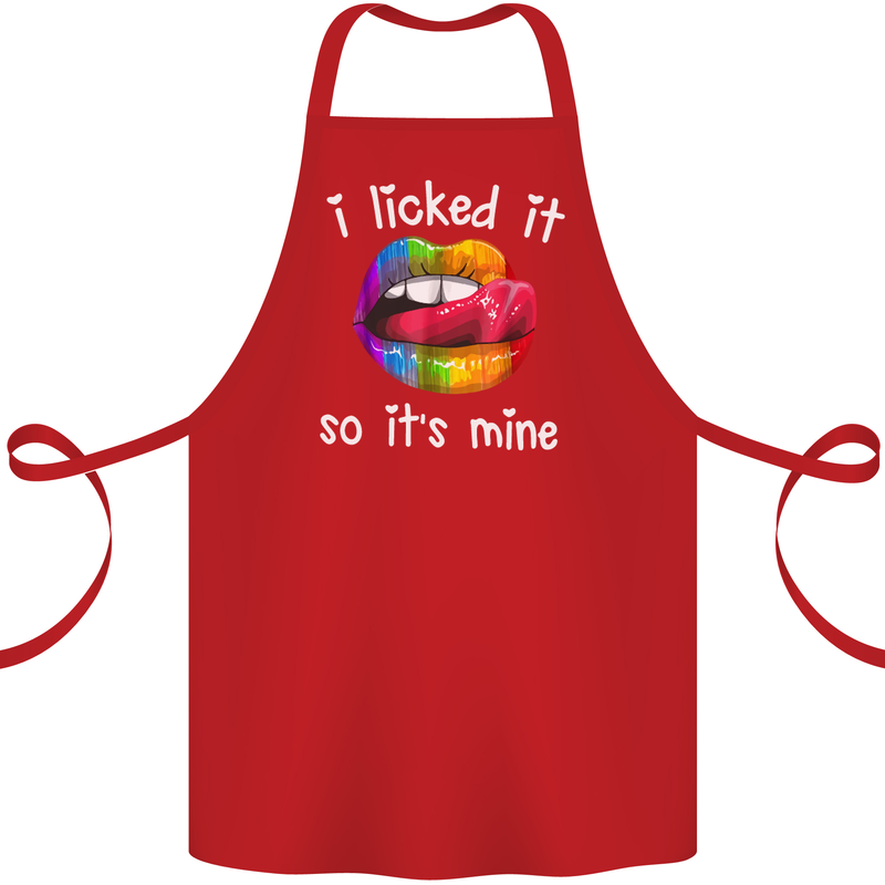 LGBT I Licked it So It's Mine Gay Pride Day Cotton Apron 100% Organic Red