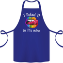 LGBT I Licked it So It's Mine Gay Pride Day Cotton Apron 100% Organic Royal Blue