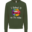 LGBT I Licked it So It's Mine Gay Pride Day Kids Sweatshirt Jumper Forest Green