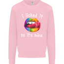 LGBT I Licked it So It's Mine Gay Pride Day Kids Sweatshirt Jumper Light Pink