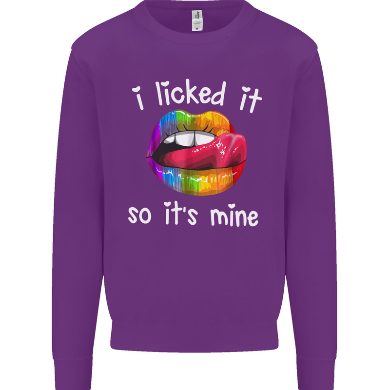 LGBT I Licked it So It's Mine Gay Pride Day Kids Sweatshirt Jumper Purple