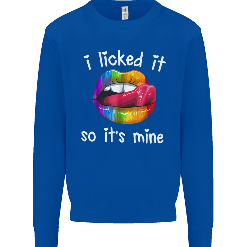 LGBT I Licked it So It's Mine Gay Pride Day Kids Sweatshirt Jumper Royal Blue