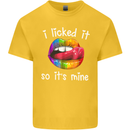 LGBT I Licked it So It's Mine Gay Pride Day Kids T-Shirt Childrens Yellow