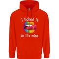 LGBT I Licked it So It's Mine Gay Pride Day Mens 80% Cotton Hoodie Bright Red