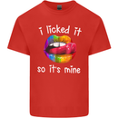 LGBT I Licked it So It's Mine Gay Pride Day Mens Cotton T-Shirt Tee Top Red