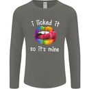 LGBT I Licked it So It's Mine Gay Pride Day Mens Long Sleeve T-Shirt Charcoal