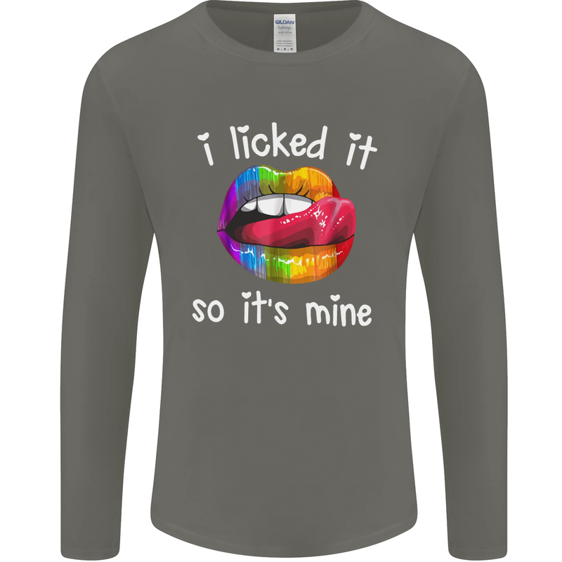LGBT I Licked it So It's Mine Gay Pride Day Mens Long Sleeve T-Shirt Charcoal