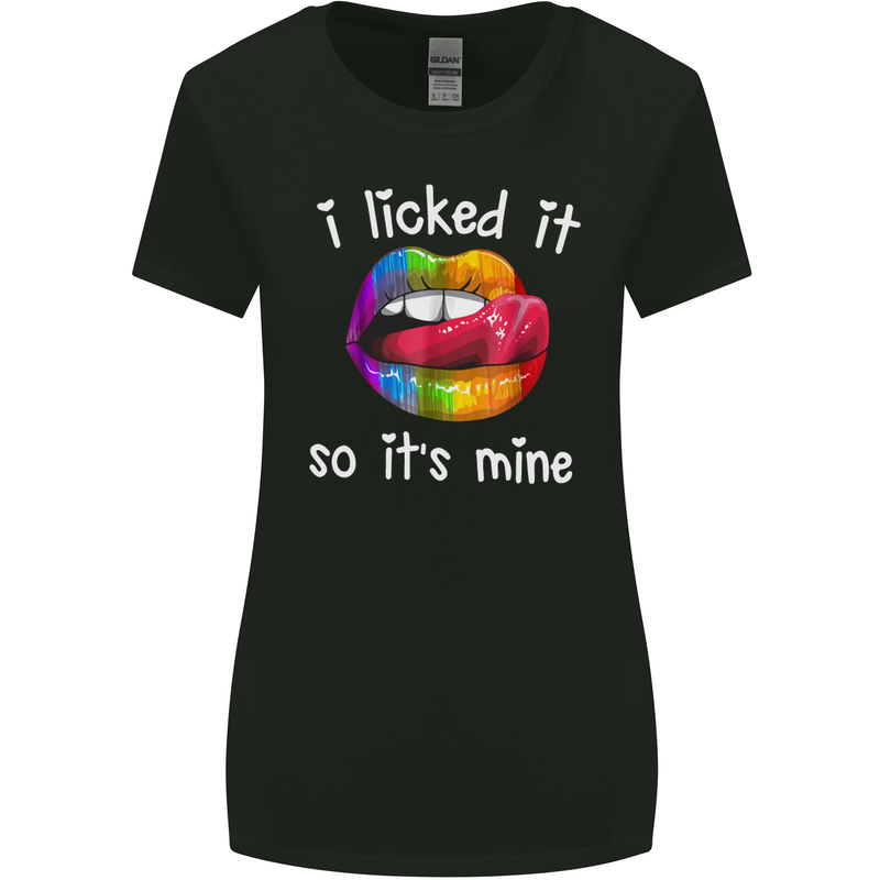 LGBT I Licked it So It's Mine Gay Pride Day Womens Wider Cut T-Shirt Black