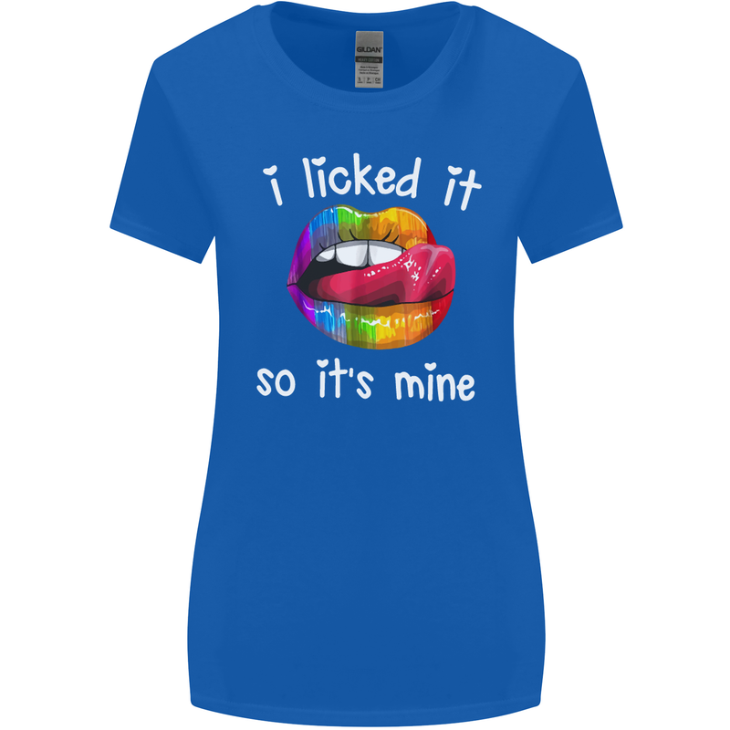 LGBT I Licked it So It's Mine Gay Pride Day Womens Wider Cut T-Shirt Royal Blue