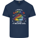 LGBT I Was a Gaysian Before it Came Cool Mens V-Neck Cotton T-Shirt Navy Blue