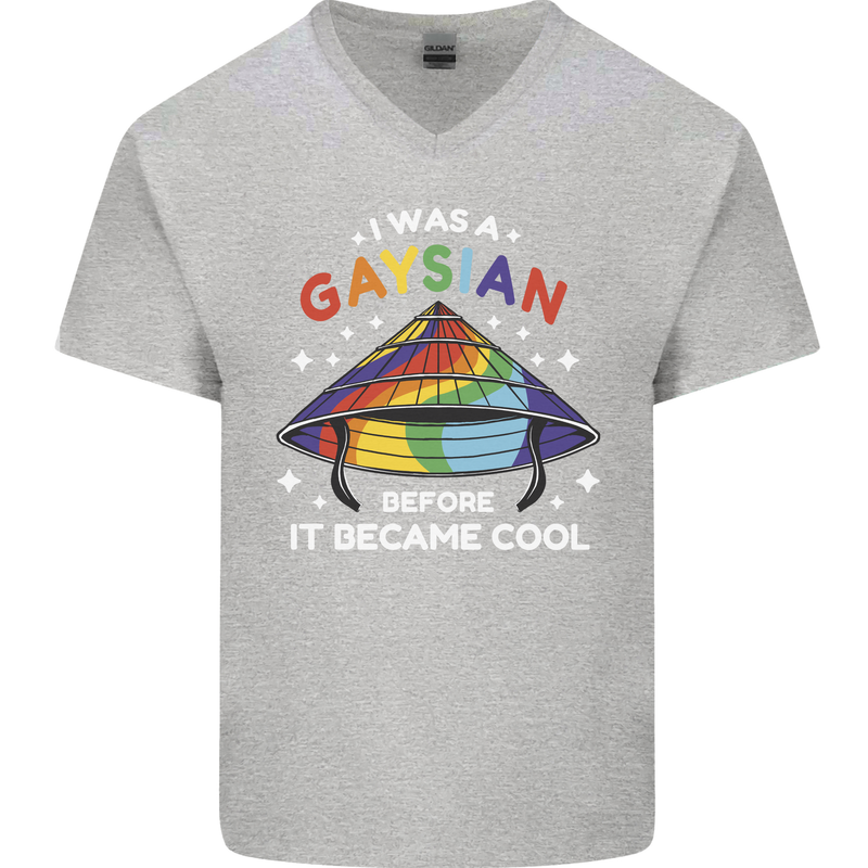LGBT I Was a Gaysian Before it Came Cool Mens V-Neck Cotton T-Shirt Sports Grey