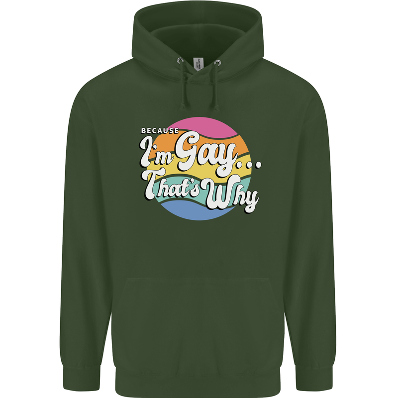 LGBT Im Gay Thats Why Pride Awareness Childrens Kids Hoodie Forest Green