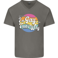 LGBT Im Gay Thats Why Pride Awareness Mens V-Neck Cotton T-Shirt Charcoal