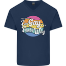 LGBT Im Gay Thats Why Pride Awareness Mens V-Neck Cotton T-Shirt Navy Blue
