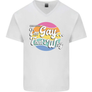 LGBT Im Gay Thats Why Pride Awareness Mens V-Neck Cotton T-Shirt White