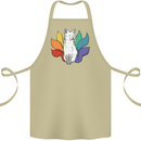 LGBT Kitsune Fox Gay Pride Cotton Apron 100% Organic Khaki
