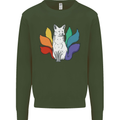 LGBT Kitsune Fox Gay Pride Kids Sweatshirt Jumper Forest Green
