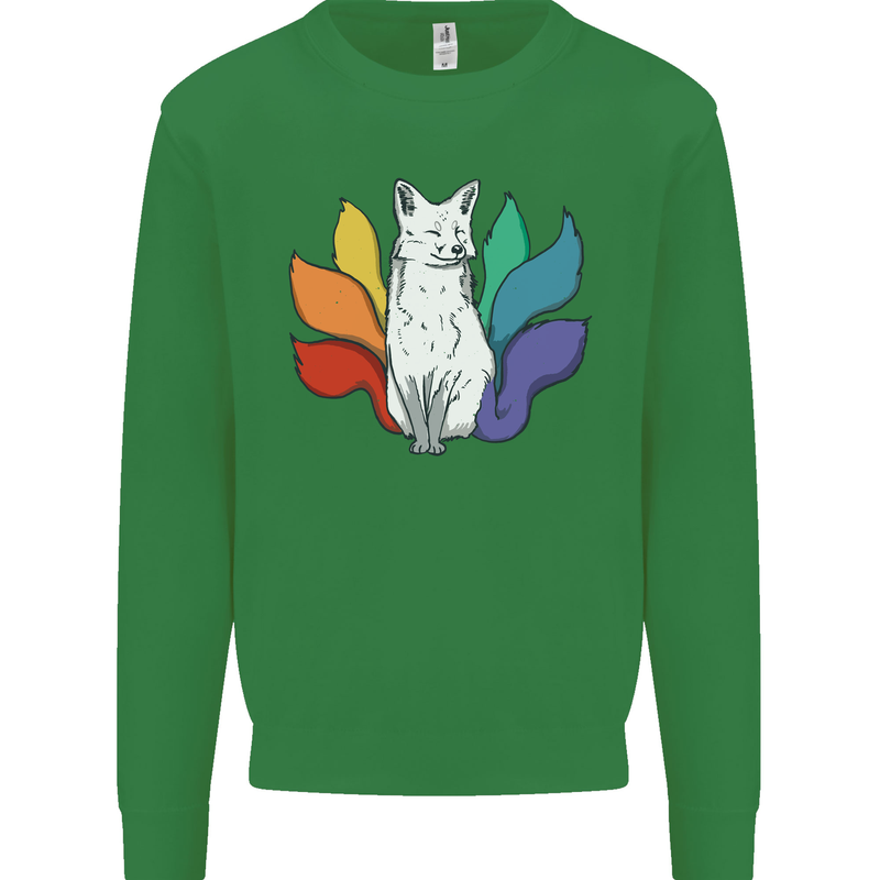 LGBT Kitsune Fox Gay Pride Kids Sweatshirt Jumper Irish Green