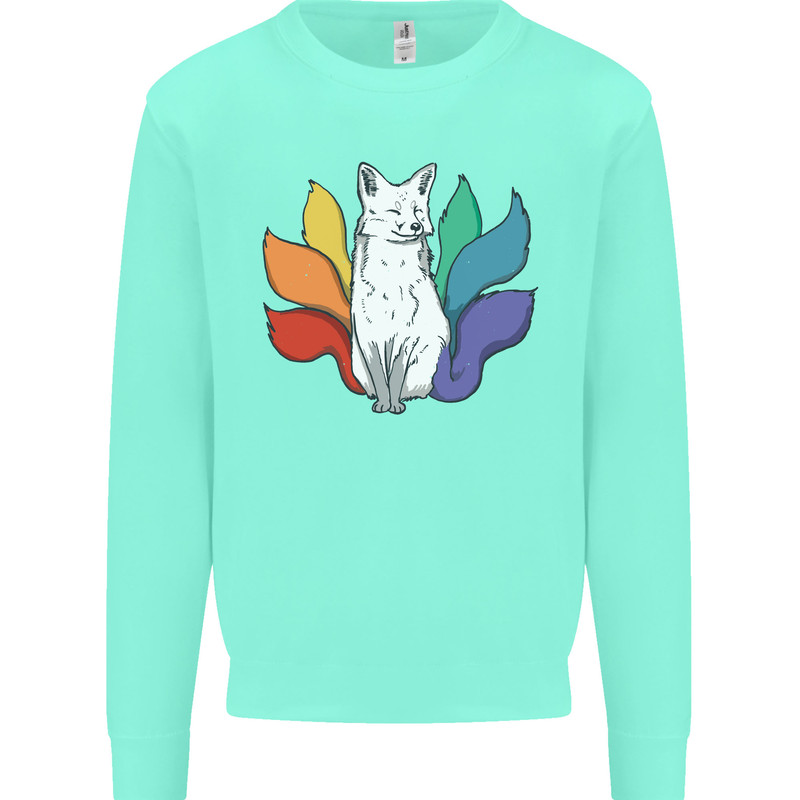LGBT Kitsune Fox Gay Pride Kids Sweatshirt Jumper Peppermint